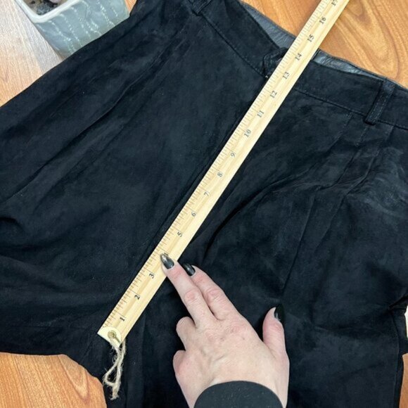 Vintage Eaton 1 Genuine Suede Pants Pleated Front Sz 10 14 Black - Picture 8 of 9